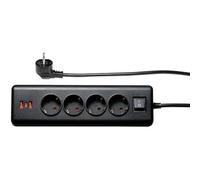 Regleta McPower | 4 tomas con conexión a tierra, 1 puerto USB-C PD20W, 2 puertos USB-A, cable de 2 m | Regleta esquinera con tomas con conexión a tierra, cable de 2 m con enchufe, color negro