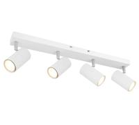 Regleta metálica blanca 4xGU10 25W, iluminación eficiente para espacios interiores y exteriores, ideal para hogares y oficinas.