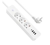 Regleta múltiple para pared con 3 USB 1 USB C para cocina, oficina, 3680 W, 16 A, cable de 1,4 m, 3 compartimentos