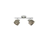 Regleta nando 2xe14 cromo-niquel/mad.gris focos orientables 16x36,5x1