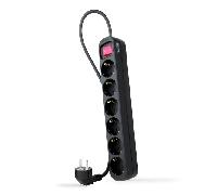 Nanocable Regleta con Protección 6 Tomas Schuko 1.4m Negra