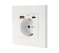 NANOCABLE 10.35.0011 - Base de Enchufe de Pared Tipo schuko con 1xUSB-A QC 3.0 + 1xUSB-C PD - MAX. 3.4A, Blanco