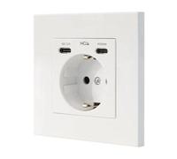 NANOCABLE 10.35.0012 - Base de enchufe de pared tipo schuko con 2 USB-C PD - Max. 3.4A, Blanco