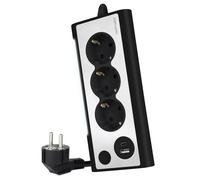 Regleta NanoCable 3 Tomas / 2x USB ( USB-C / USB-A ) Negro