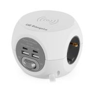 Regleta Orbegozo EN 4500 con Carga inalámbrica/ 3 Tomas de corriente/ 2 USB - 2 USB Tipo C/ Cable 1.5m/ Blanca y Gris