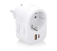 Aisens Regleta de pared ASPS-1A1C06-W 1 toma Schuko + USB-C 20W PD 3.0 USB-A 20W QC 3.0 Blanco