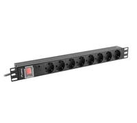 Regleta PDU 1U Lanberg 16A 8x Schuko Negra 2m
