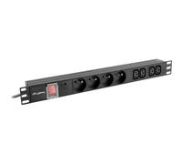 Regleta PDU Lanberg PDU-04E04I-0200-BK 1U 4x IEC C13 16A 2m Horizontal Aluminio