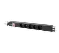 Regleta PDU Lanberg PDU-05E-0200-IEC-BK 5x Tipo E 1U Horizontal Aluminio 2m C14 Protección 16A