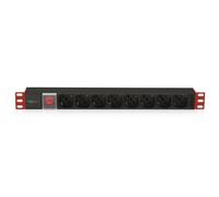 TECHLY Professional 025725 - Regleta de 8 plazas de Rack de 19" con Interruptor Conector C14 1U Negro/Rojo