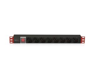 Regleta Phasak STRIP-81V 8 Tomas con Interruptor y Cable 2 m Negro Rojo