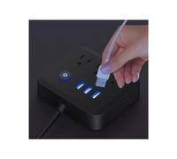Regleta protectora contra sobretensiones, 3 puertos CA, 3 puertos USB, cable de 1,5 m