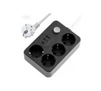 Regleta protectora contra sobretensiones con 4 tomas de corriente y 3 puertos USB, alargador compacto para el hogar y la oficina.