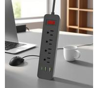 Regleta protectora contra sobretensiones con 8 tomas y cable de 200 cm.