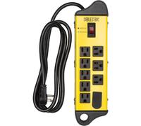 Regleta protectora contra sobretensiones de alta resistencia con 8 tomas de corriente - Protector de sobretensiones de metal negro y amarillo con