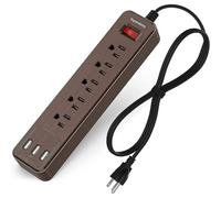 Regleta protectora contra sobretensiones USB, cable de extensión montable, a prueba de fuego, protección múltiple, 5 tomas de corriente, 3 puertos