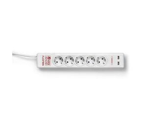 Regleta Salicru SPS SAFE 5+: 5 Tomas Schuko y 2 USB, Protección Avanzada