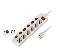 Regleta Universal Interruptor General + 6 Independientes Electraline 62059
