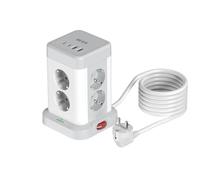 Regleta Vertical 3680W, BEVA Torre Regleta Enchufe con 8 Tomas de AC Corrientes y 2 USB C, Ladron Enchufe Proteccion Sobretension para Mesa, Oficia, Casa, Cable 2M