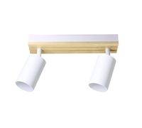 Regleta waikato 2xgu10 blanco/madera orientable 16,5x26x5,5cm
