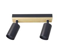 Regleta waikato 2xgu10 negro/madera orientable 16,5x26x5,5cm