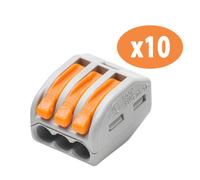 Regletas de palanca 3 vías 0,08-4mm wago 10 uds