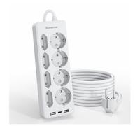 Regletas Enchufes con USB,Regleta 8 Tomas de AC y 2 USB A 1 USB C Enchufe Multiple,Regleta Enchufes Proteccion Sobretension, 3 M Alargador Enchufe Plano con Interruptor para Mesa, Oficia, Casa