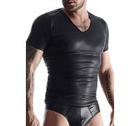 Regnes Fetish Planet Wetlook Men's camiseta con cuello en v - Negro 221 ml