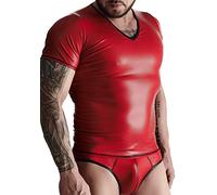 Regnes Fetish Planet Wetlook Men's camiseta con cuello en v - Rojo 252 ml