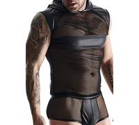Regnes Fetish Planet Wetlook & mesh Sin mangas de los hombres - Negro 247 ml