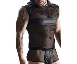 Regnes Fetish Planet Wetlook & mesh Sin mangas de los hombres - Negro 247 ml