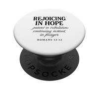 Regocijándose en la Esperanza Romanos 12:12 Verso bíblico Cristiano Fe PopSockets PopGrip Adhesivo