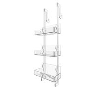 Regplex - Soporte para champú de ducha sin tornillos, estantes de plexiglás con ganchos para albornoz y esponjas, organizador de baño