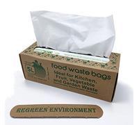 REGREEN Bolsas de basura compostables de 5 litros, bolsas pequeñas biodegradables, 100 unidades por caja, color blanco, certificación EN13432