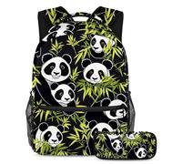 Regresa a la escuela con estilo con nuestra mochila y estuche de 2 piezas, juego de mochila escolar premium para niños, niñas, adolescentes, lindo panda de dibujos animados, multicolor,