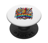 Regresa a la escuela Consigue tu crayón: tipografía divertida y creativa PopSockets PopGrip Adhesivo