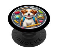 Regreso a clases Parson Russell Terrier Perro Niños Niñas Estudiante PopSockets PopGrip Adhesivo
