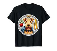 Regreso a la escuela Airedale Terrier Perro Niños Niñas Dueño Estudiante Camiseta