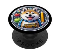 Regreso a la escuela Akita Dog Niños Niñas Dueño Estudiante Niños Niño PopSockets PopGrip Adhesivo