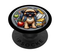 Regreso a la escuela Bruselas Griffon Dog Niños Niñas Dueño Estudiante PopSockets PopGrip Adhesivo