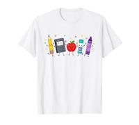 Regreso a la Escuela Cartoon Dancing School Supplies Camiseta gráfica económica, Hombre, Blanco, M