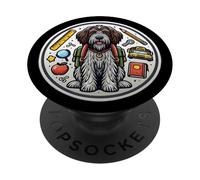 Regreso a la escuela de pelo duro señalando Grifón Perro Niño Niña Niños PopSockets PopGrip Adhesivo