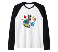 Regreso a la escuela Gran Danés Perro Niños Niñas Propietario Niño Estu Camiseta Manga Raglan