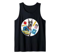 Regreso a la escuela Gran Danés Perro Niños Niñas Propietario Niño Estu Camiseta sin Mangas