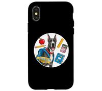 Regreso a la escuela Gran Danés Perro Niños Niñas Propietario Niño Estu Carcasa para iPhone X/XS