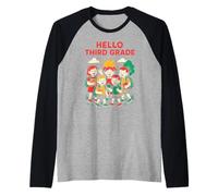 Regreso a la escuela Hola Tercer Grado Mujeres Lindas Primer Día Camiseta Manga Raglan