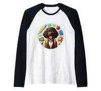 Regreso a la escuela Irish Water Spaniel Perro Niño Niña Estudiante Camiseta Manga Raglan