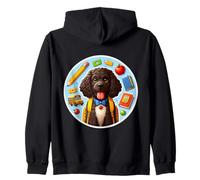 Regreso a la escuela Irish Water Spaniel Perro Niño Niña Estudiante Sudadera con Capucha