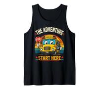 Regreso a la Escuela La Aventura Empieza aquí Conductor de autobús Escolar Camiseta sin Mangas