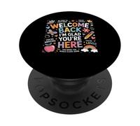 Regreso a la Escuela Maestro Bienvenido de Nuevo Me Alegro de Que estés aquí PopSockets PopGrip Adhesivo